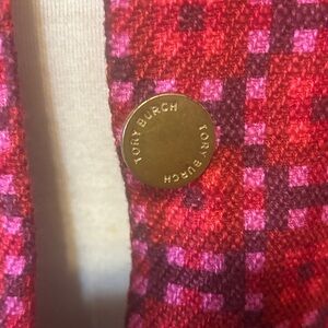 Tory Burch Pink and Red Plaid Blazer